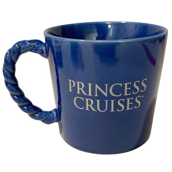 Vintage Princess Cruises Cruise Line Blue Ceramic Coffee Mug Cup Rope Handle - Picture 2 of 12